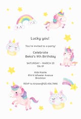 Lucky Unicorn - Invitación De Cumpleaños